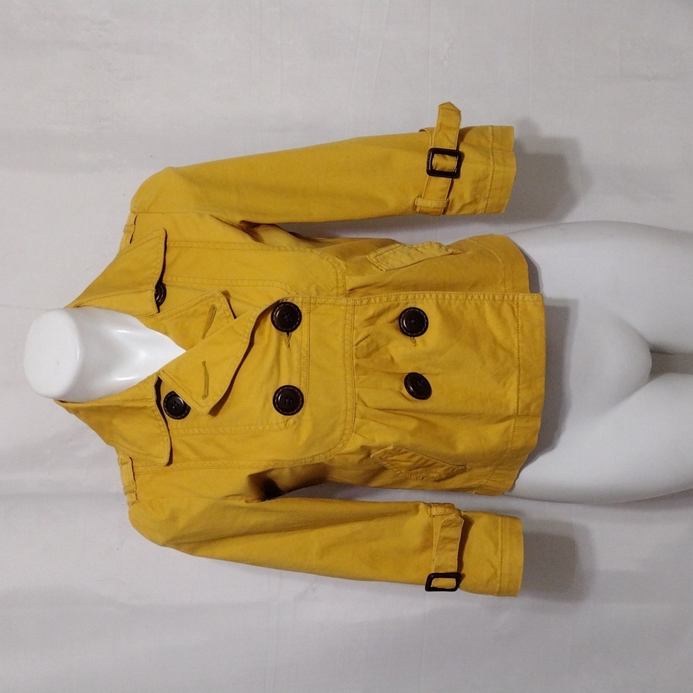 American Rag Mustard Cropped Jacket Small Double Breasted Retro Silhouette
